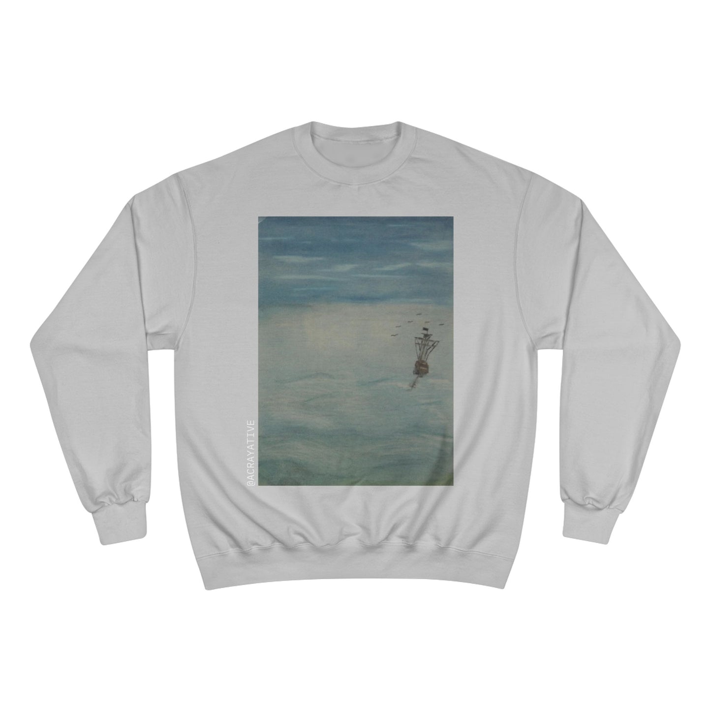 🌊 The Tale Unknown – CODING AESTHETIC X ACRayative “Serene Waters” Champion® Sweatshirt | Cozy Art-Inspired Apparel for Nature Lovers & Everyday Comfort