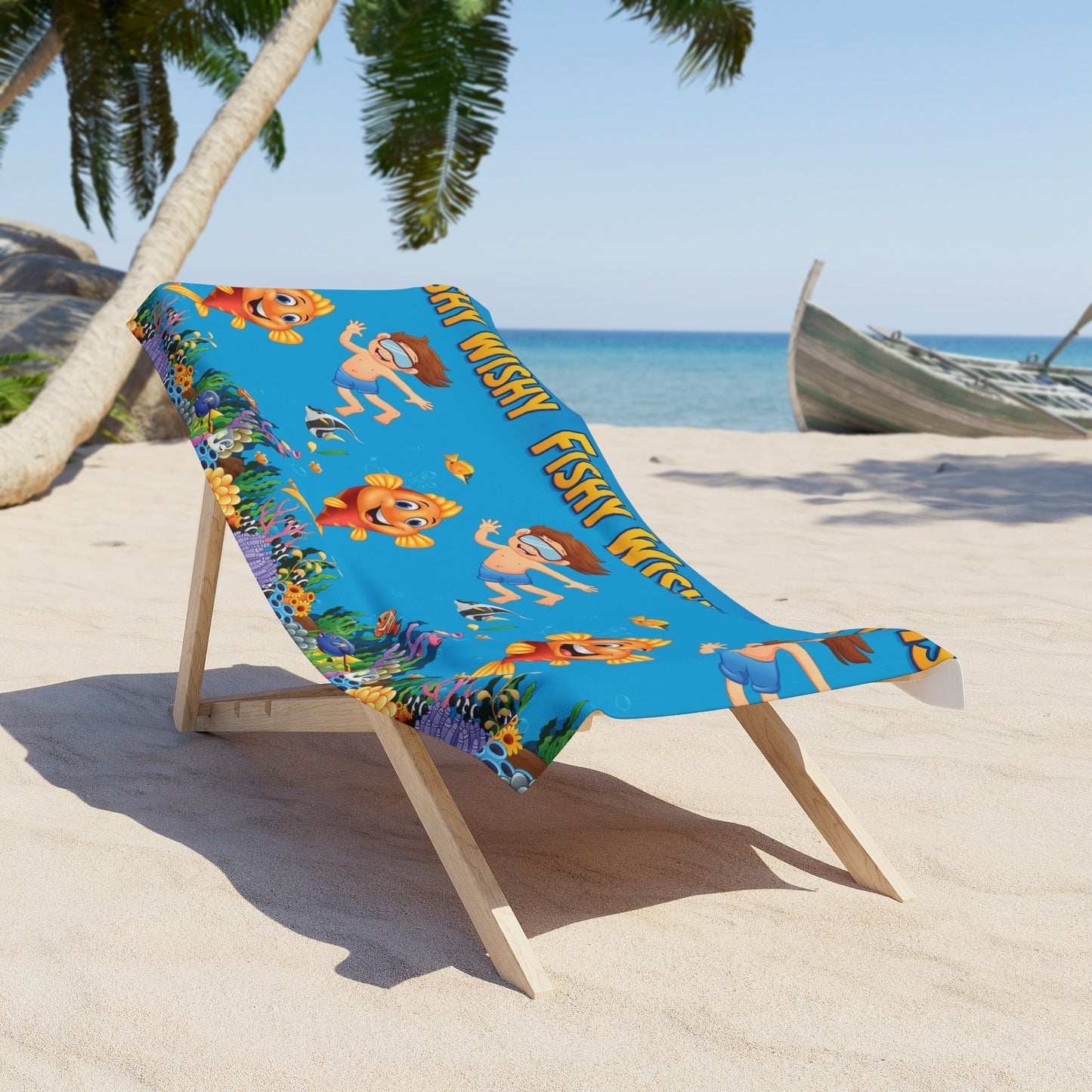 Fishy Wishy Beach Towel – Colorful Kids’ Towel with Fun Underwater Design | Ocean Theme Swim Towel | Perfect for Beach Days & Poolside Play