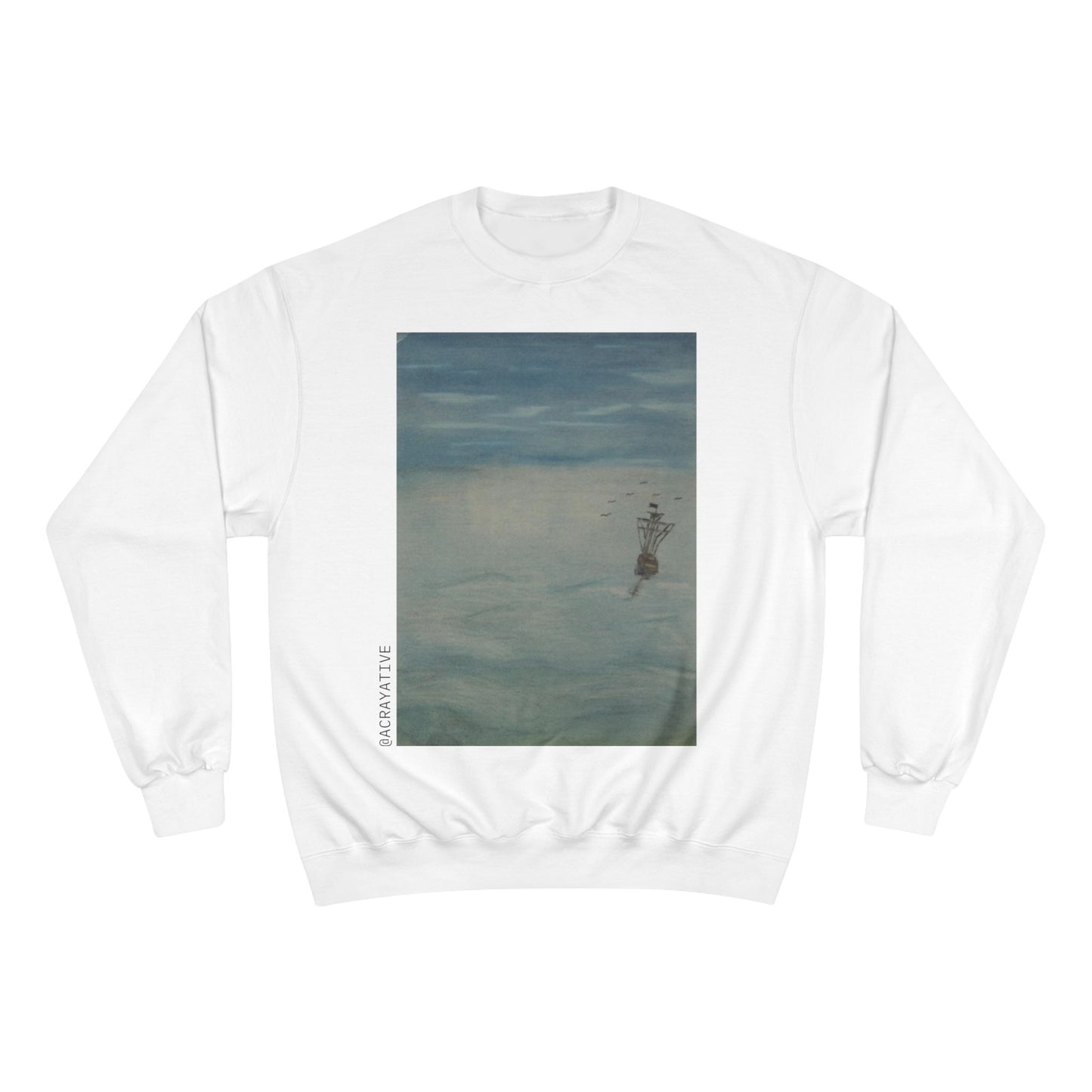 🌊 The Tale Unknown – CODING AESTHETIC X ACRayative “Serene Waters” Champion® Sweatshirt | Cozy Art-Inspired Apparel for Nature Lovers & Everyday Comfort
