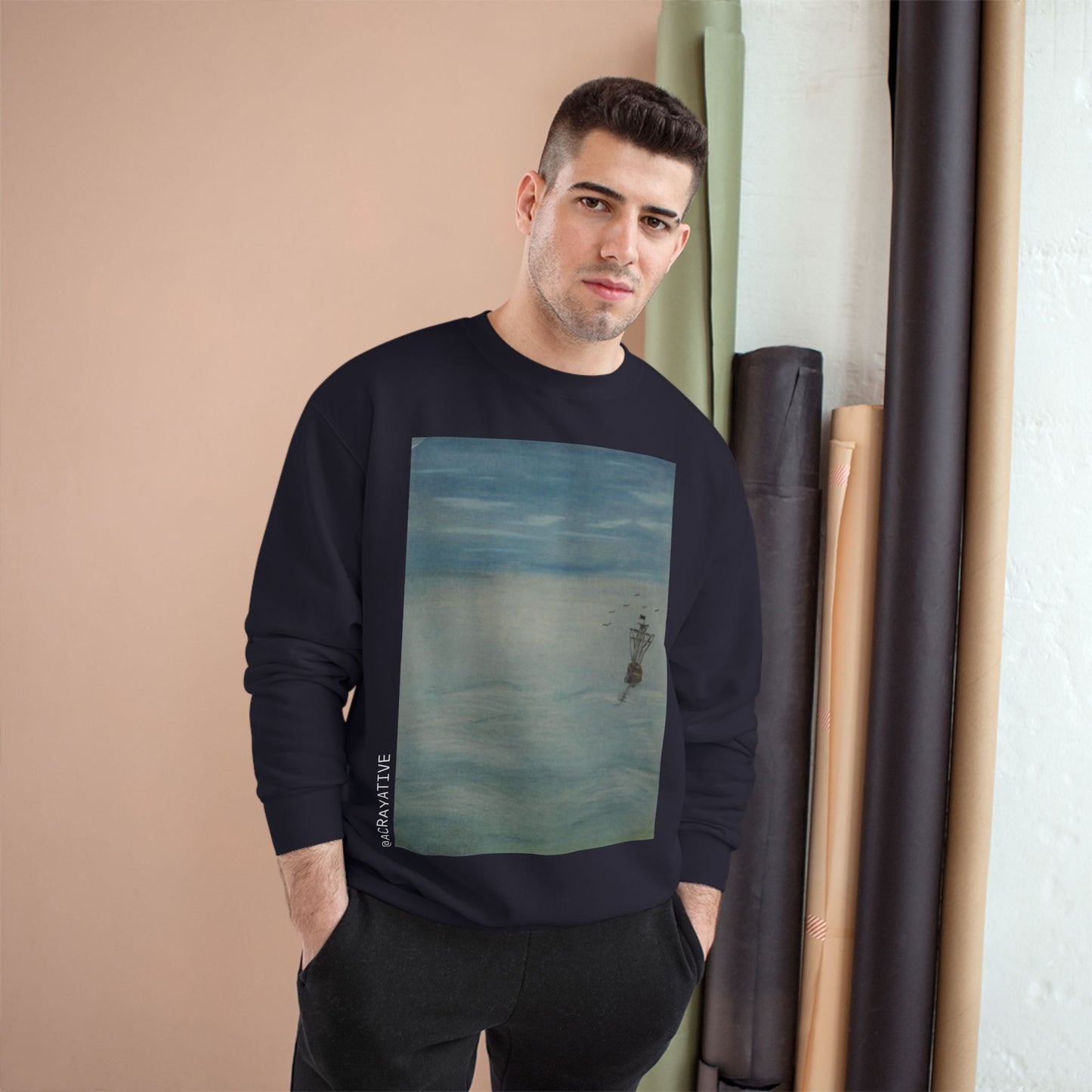 🌊 The Tale Unknown – CODING AESTHETIC X ACRayative “Serene Waters” Champion® Sweatshirt | Cozy Art-Inspired Apparel for Nature Lovers & Everyday Comfort
