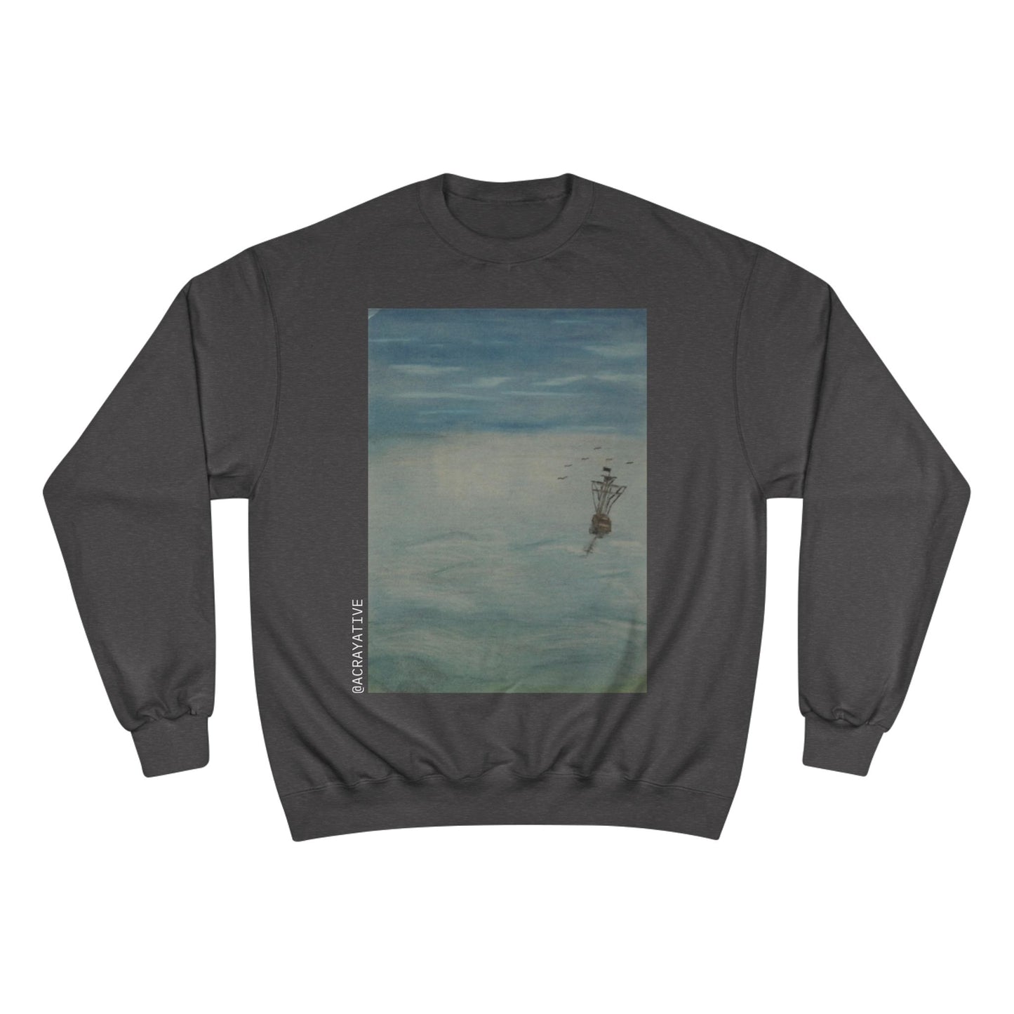 🌊 The Tale Unknown – CODING AESTHETIC X ACRayative “Serene Waters” Champion® Sweatshirt | Cozy Art-Inspired Apparel for Nature Lovers & Everyday Comfort