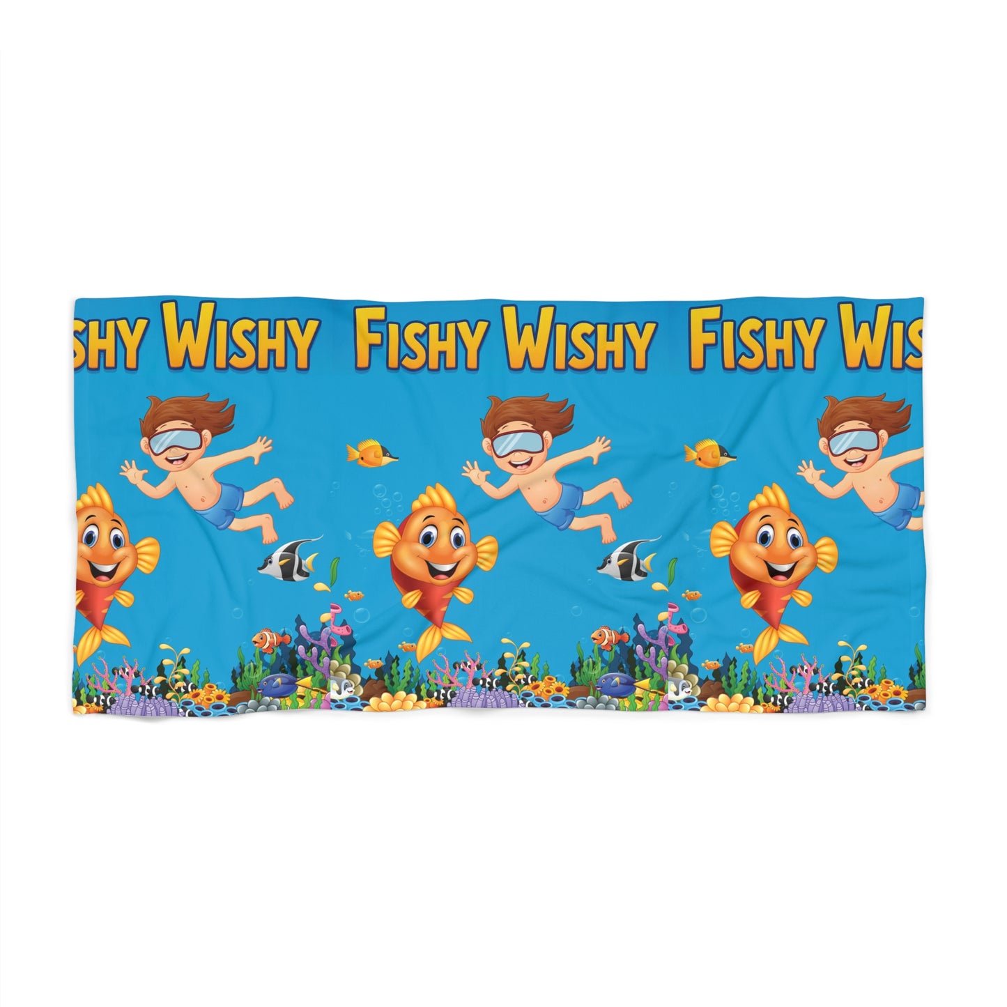 Fishy Wishy Beach Towel – Colorful Kids’ Towel with Fun Underwater Design | Ocean Theme Swim Towel | Perfect for Beach Days & Poolside Play