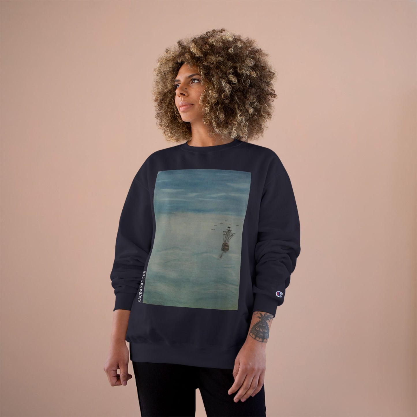 🌊 The Tale Unknown – CODING AESTHETIC X ACRayative “Serene Waters” Champion® Sweatshirt | Cozy Art-Inspired Apparel for Nature Lovers & Everyday Comfort